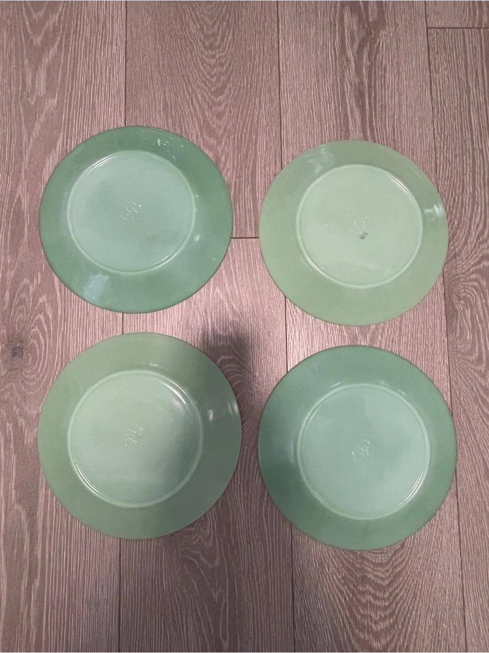 Anchor Hocking Fire King Jadeite Jane Ray Dinner Plates - Set of 4